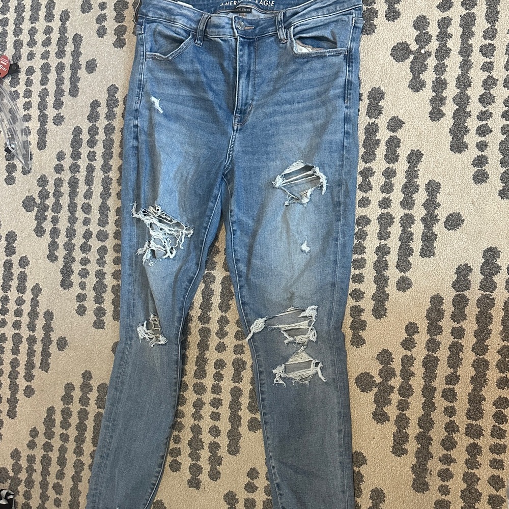 Distressed Blue Jeans